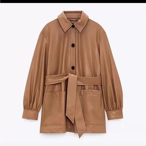 Zara like new faux leather trench coat jacket